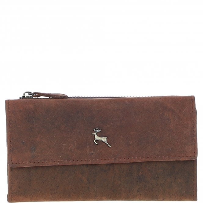 Ashwood Ladies Equestrian Zippered Leather Purse Mud/brown: sally