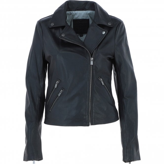 Ashwood Ladies Leather Biker Jacket Black: MB-131