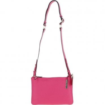 Ashwood Ladies Two Sections Leather Shoulder Bag Raspberry: J-18