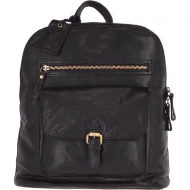 Large Vintage Leather Backpack Black – G28