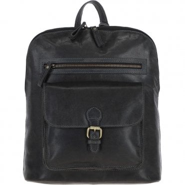 Large Vintage Leather Backpack Grey: G28