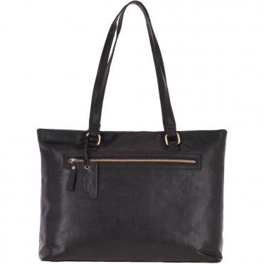 Large Vintage Leather Handbag Black – G29