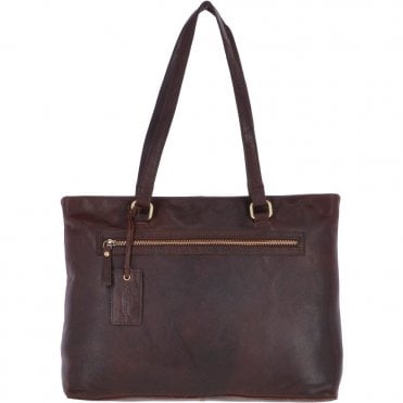 Large Vintage Leather Handbag Brandy – G29