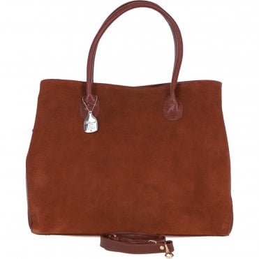 Ashwood Leather and Suede Large Handbag with Detachable Strap in Tan: S-55
