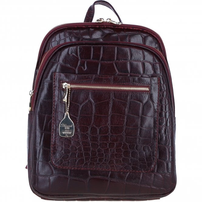 Ashwood Leather Backpack with Multiple Pockets and Golden Hardware in Bordo: C-74