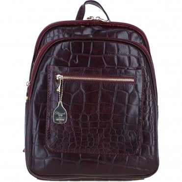 Ashwood Leather Backpack with Multiple Pockets and Golden Hardware in Bordo: C-74
