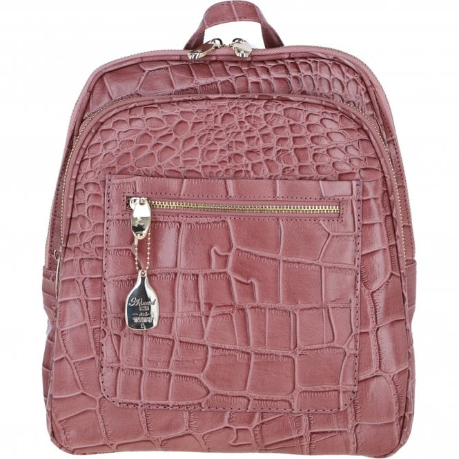 Ashwood Leather Backpack with Multiple Pockets and Golden Hardware in Rosa: C-74