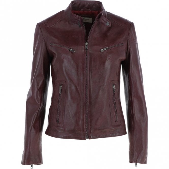 Ashwood Leather Biker Jacket Burgundy : Lola