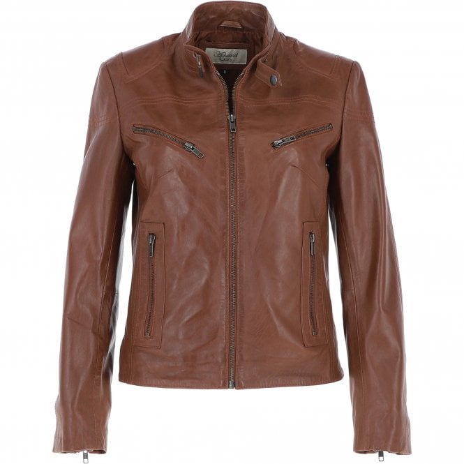 Ashwood Leather Biker Jacket Cognac: Lola