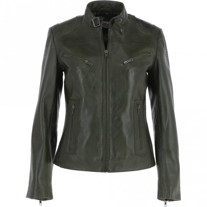 Ashwood Leather Biker Jacket Green : Lola