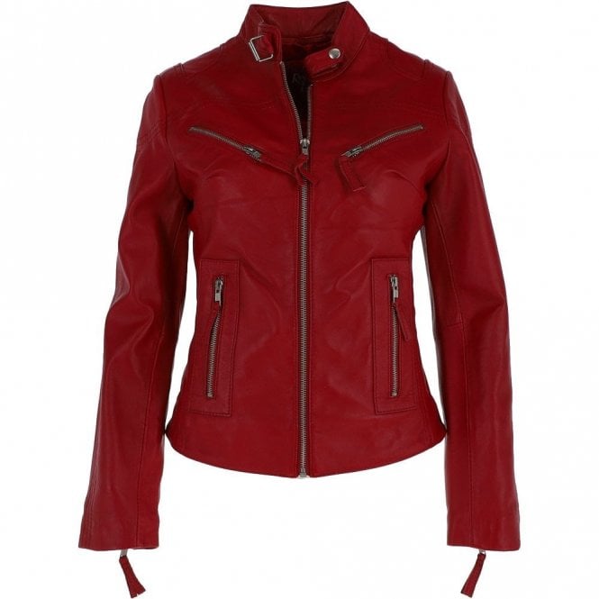 Ashwood Leather Biker Jacket Red : Lola