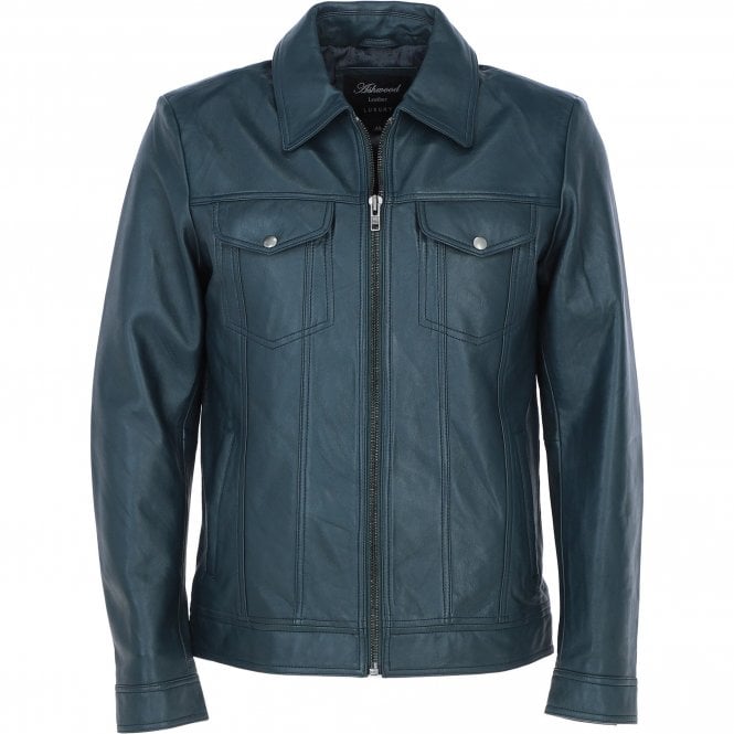 Ashwood Leather Bomber Jacket Navy: 1896 | Becks