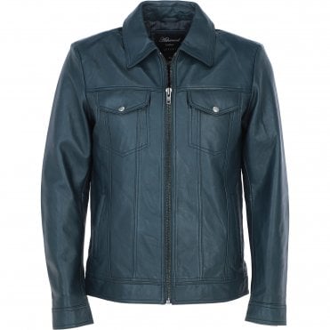 Ashwood Leather Bomber Jacket Navy: 1896 | Becks