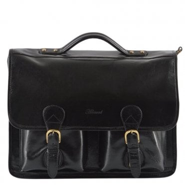 Leather Briefcase Black/vt : 8190