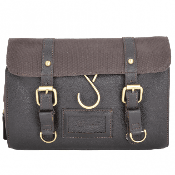 Ashwood Leather & Canvas Hanging Toiletry Bag Brown/tum : 7010