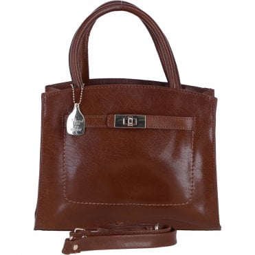 Ashwood Leather Compact Structured Handbag with Detachable Crossbody Strap in Tan: C-75