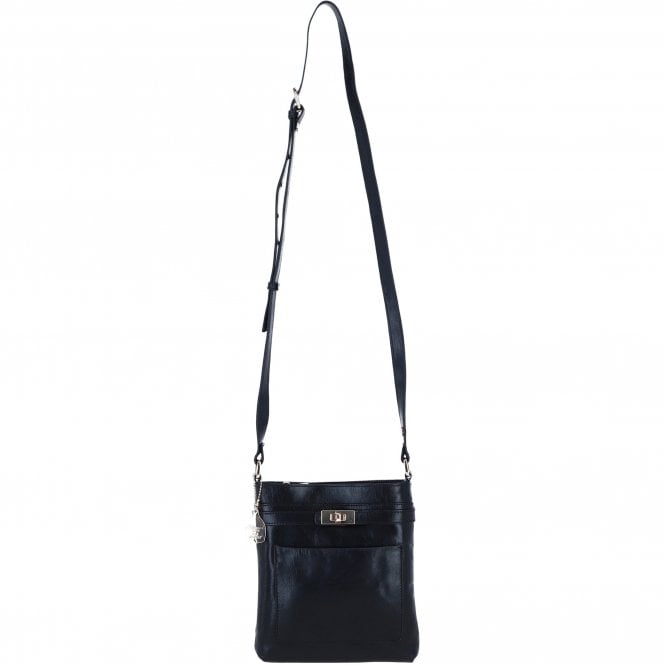 Ashwood Leather Crossbody Bag with Adjustable Strap in Black: C-71