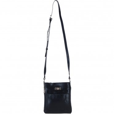 Ashwood Leather Crossbody Bag with Adjustable Strap in Black: C-71