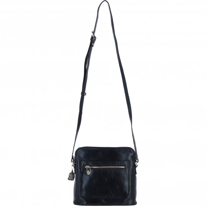 Ashwood Leather Crossbody Bag with Adjustable Strap in Black: C-72