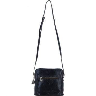 Ashwood Leather Crossbody Bag with Adjustable Strap in Black: C-72