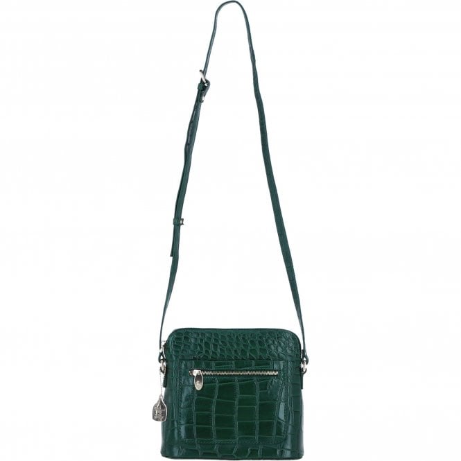Ashwood Leather Crossbody Bag with Adjustable Strap in Green/Croc: C-72