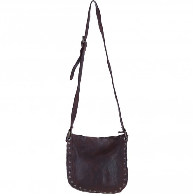 Ashwood Leather Crossbody Shoulder Bag with Stud Detail in Brandy: D-53