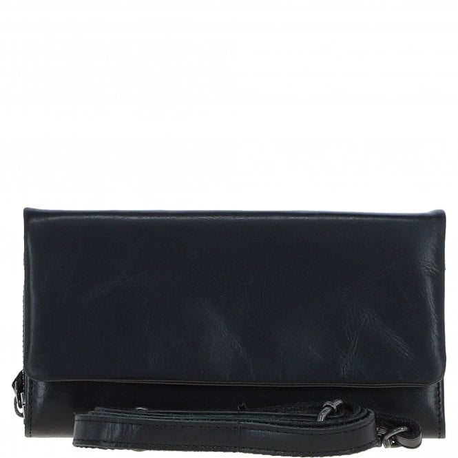 Ashwood Leather Detachable Strap Crossbody Clutch Purse Black: P-64