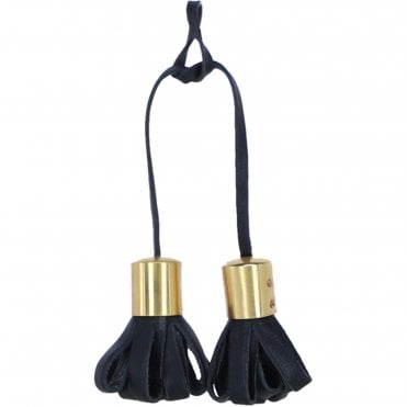 Ashwood Leather Double Tassel Bag Charm in Black: L-40