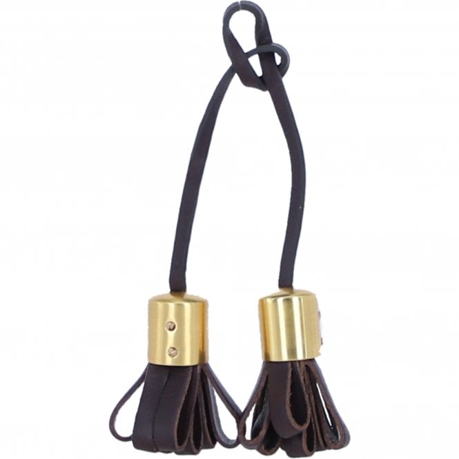 Ashwood Leather Double Tassel Bag Charm in Brown: L-40