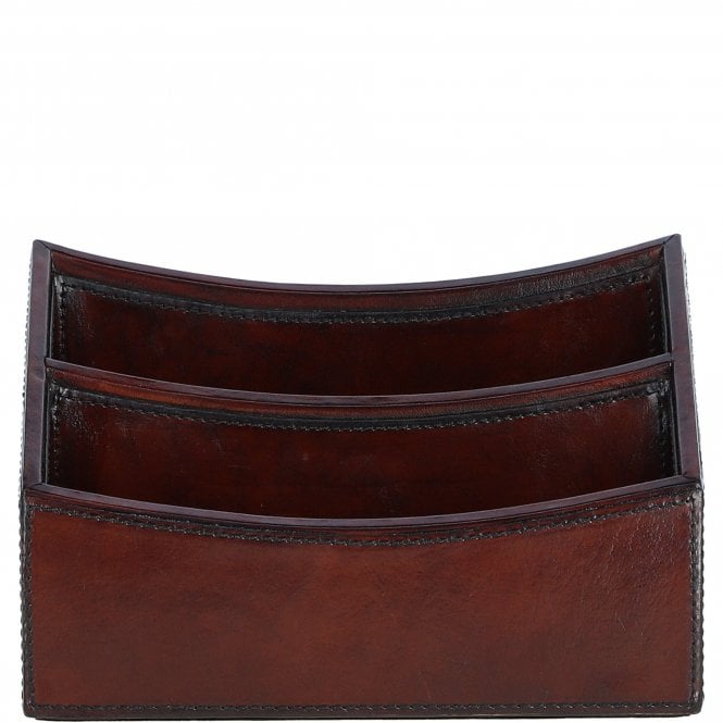 Ashwood Leather Dual Compartment Letter Holder Chestnut:LF-114