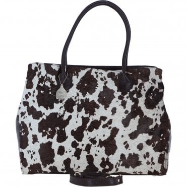 Ashwood Leather Hair-on-Hide Large Handbag with Detachable Strap in Brown: H-55