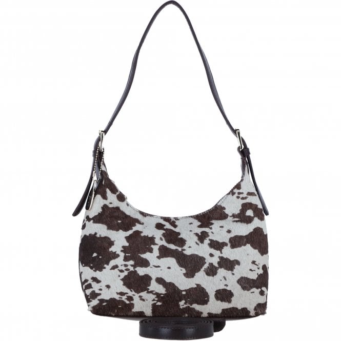 Ashwood Leather Hair-on-Hide Shoulder Bag with Replaceable Crossbody Strap in Brown: H-52
