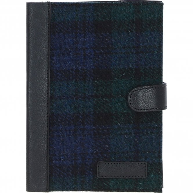 Ashwood Leather & Harris Tweed® Cloth A5 Notebook Black/Watch: TW-19-03-BW