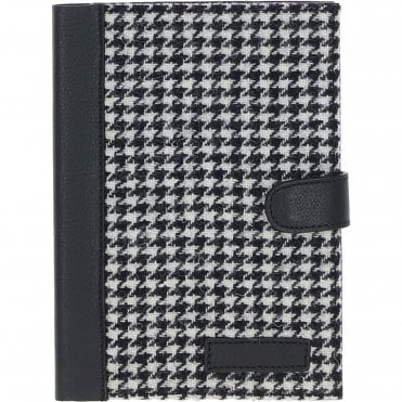 Ashwood Leather & Harris Tweed® Cloth A5 Notebook Black/White: TW-19-012-BW