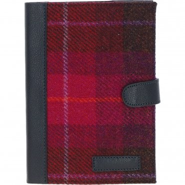 Ashwood Leather & Harris Tweed® Cloth A5 Notebook Navy/Pink: TW-19-06-NP