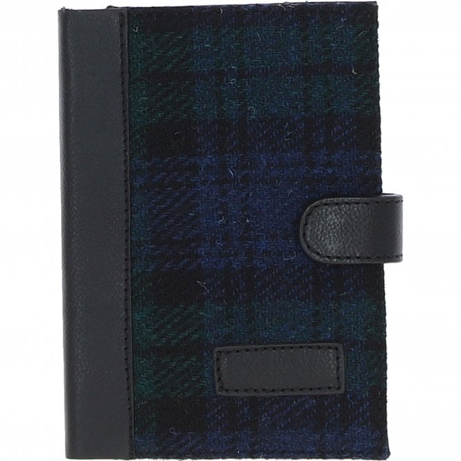 Ashwood Leather & Harris Tweed® Cloth A6 Notebook Black/Watch: TW-18-03-BW