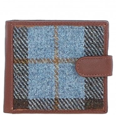 ​Ashwood Leather & Harris Tweed® Cloth Bi-Fold Wallet Tan/Mix: TW-80-21-TM