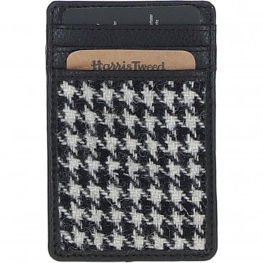 Ashwood Leather & Harris Tweed® Cloth Card Holder Black/White: TW-15-012-BW