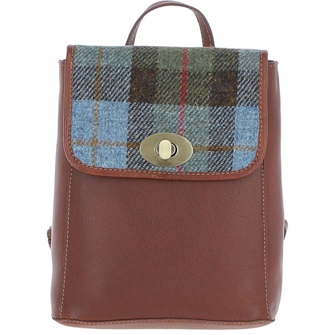 Ashwood Leather & Harris Tweed® Cloth Compact Backpack Tan/Mcload: TW-65-02-TM