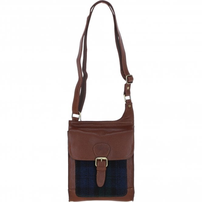 Ashwood Leather & Harris Tweed® Cloth Crossbody Bag Tan/Watch: TW-24-04-TW