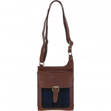 Ashwood Leather & Harris Tweed® Cloth Crossbody Bag Tan/Watch: TW-24-04-TW