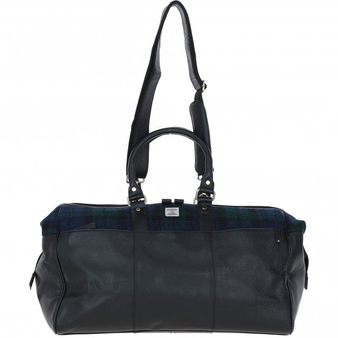 Ashwood Leather & Harris Tweed® Cloth Doctor Holdall Black/Watch: TW-42-03-BW