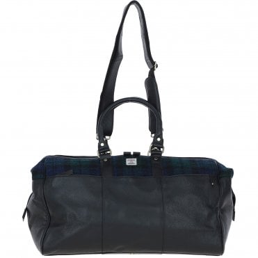 Ashwood Leather & Harris Tweed® Cloth Doctor Holdall Black/Watch: TW-42-03-BW