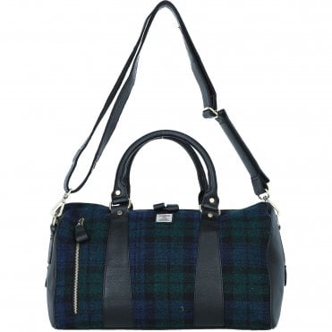 Ashwood Leather & Harris Tweed® Cloth Doctor Holdall Black/Watch: TW-46-03-BW