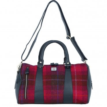 Ashwood Leather & Harris Tweed® Cloth Doctor Holdall Navy/Pink: TW-46-06-NP