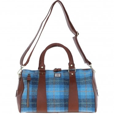 Ashwood Leather & Harris Tweed® Cloth Doctor Holdall Tan/LT Blue: TW-46-05-TB