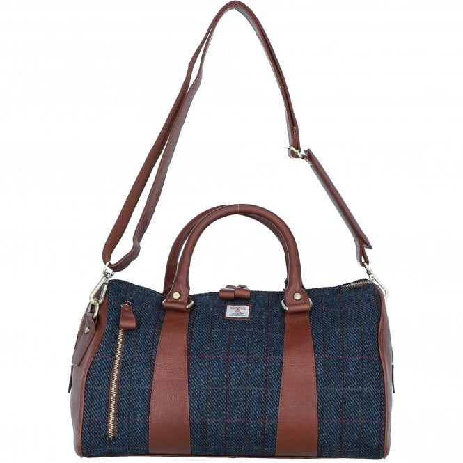 Ashwood Leather & Harris Tweed® Cloth Doctor Holdall Tan/Navy: TW-46-11-TN