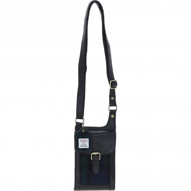 Ashwood Leather & Harris Tweed® Cloth elegance Crossbody Bag Black/Watch: TW-20-03-BW