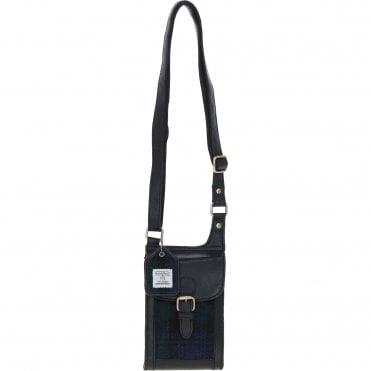 Ashwood Leather & Harris Tweed® Cloth elegance Crossbody Bag Black/Watch: TW-20-03-BW