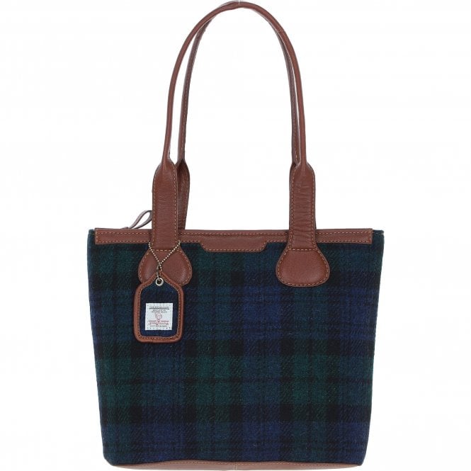 Ashwood Leather & Harris Tweed® Cloth Genuine Leather Shoulder Bag Tan/Watch: TW-23-04-TW